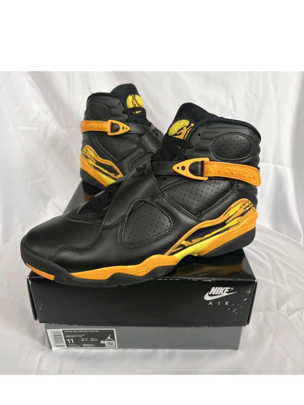 Men's Size 9.5 - Women's 11 -Jordan 8 Retro Taxi Yellow Black unisex - Picture 5 of 16